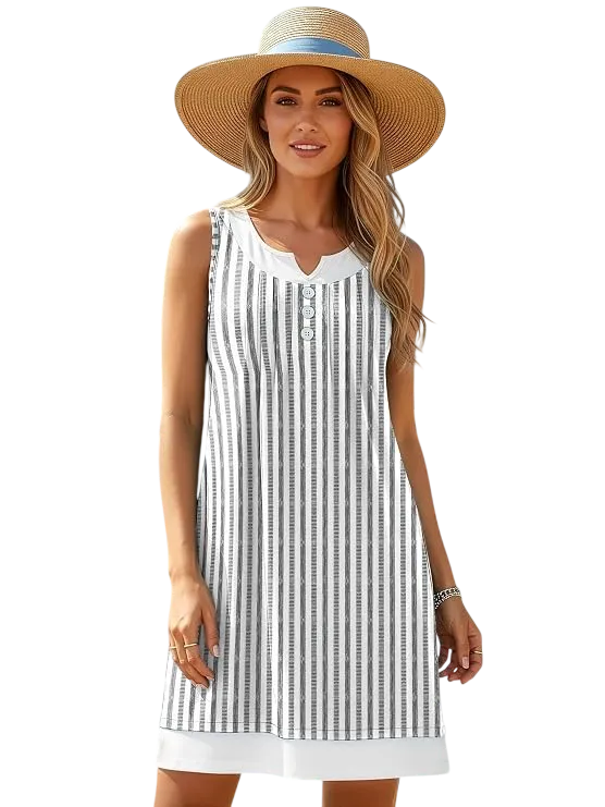 Viwenni Women's Summer Striped Sleeveless Wear to Work Casual Party Pencil Dress