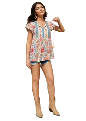 Women's Casual Tribal Boho Baby doll Long T-shirt
