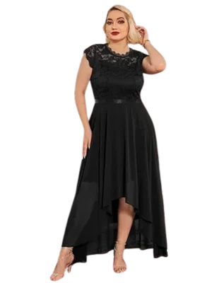 Women's Elegant Floral Lace Sleeveless Retro Bridesmaid Prom Dress