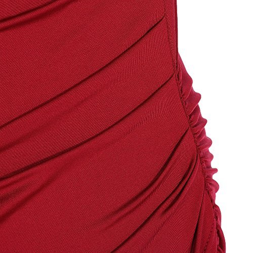 ANGVNS Women V Neck Sleeveless Cocktail Party Pleated Dress (XL, Red) - Image 5