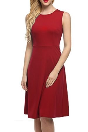 ANGVNS Women's Sleeveless Fit-And-Flare Dress for Party Cocktail Red L,Red,Large