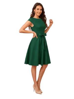 MUXXN Women’s 1950s Vintage 3/4 Sleeve Elegant Collar Cocktail Evening Dress