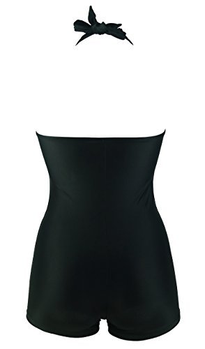 Cocoship Solid Black Elegant Retro Boy-Leg One Piece Ruched Beachwear Swimsuit 10(FBA) - Image 4