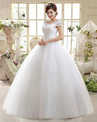 Eyekepper Double Shoulder Floor Length Bridal Gown Wedding Dress Custom Size  - Max Her is an online women Apparel and Fashion Blog