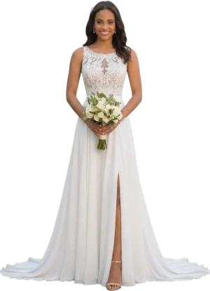 Strapless a Line Wedding Dress Long Sleeveless Bridal Gown