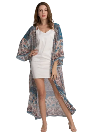Women's Beachwear Cover-ups Tunic Chiffon Geometry Print Kimono Cardigan
