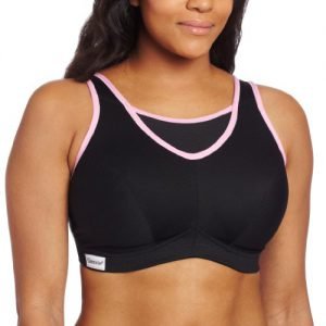 Glamorise Women's Full Figure Glamorise No Bounce Cami Sport Bra, Black/Pink, 44F