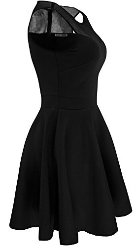 Heloise Women's A-Line Sleeveless Pleated Little Black Cocktail Party Dress (M, Black) - Image 3