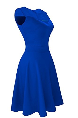 Heloise Women's A-Line Sleeveless Pleated Little Blue Cocktail Party Dress (M, Blue) - Image 3