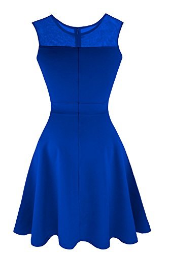 Heloise Women's A-Line Sleeveless Pleated Little Blue Cocktail Party Dress (M, Blue) - Image 4