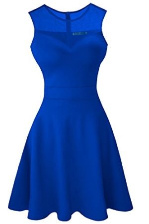 Heloise Women's A-Line Sleeveless Pleated Little Blue Cocktail Party Dress (M, Blue)