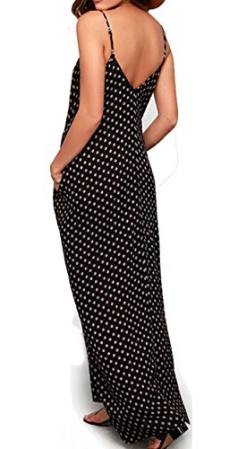 LILBETTER Women Boho Backless Long Maxi Evening Party Dress Beach Sundress (Black,M) - Image 3