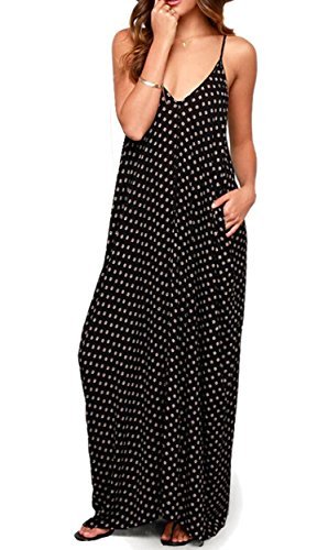 LILBETTER Women Boho Backless Long Maxi Evening Party Dress Beach Sundress (Black,M) - Image 4