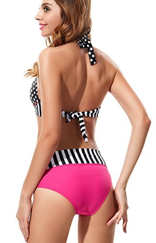 Polka Dots Padded Bra Swimwear Top Red Line Bikini - Image 5