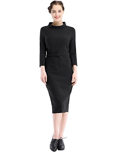 MUXXN Womens 1950s Vintage 3//4 Sleeve Elegant Collar Cocktail Evening Dress
