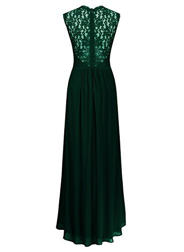 Miusol Women's Casual Deep- V Neck Sleeveless Vintage Maxi Black Dress (Small, Green) - Image 3