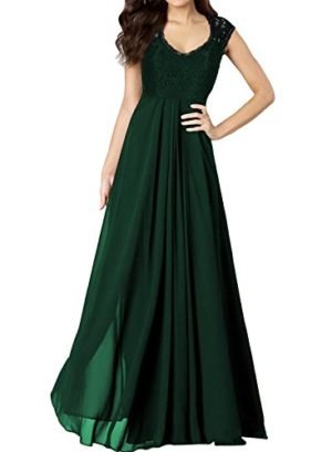 Miusol Women's Casual Deep- V Neck Sleeveless Vintage Maxi Black Dress (Small, Green)