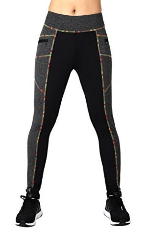 Neonysweets Womens Legging Sport Workout Tights Running Yoga Pants Black Gray L