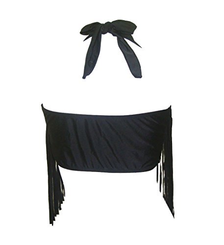 Papaya Wear Women's Retro High Waist Braided Fringe Top Bikini Swimwear Plus Size,Black ,X-Large - Image 5