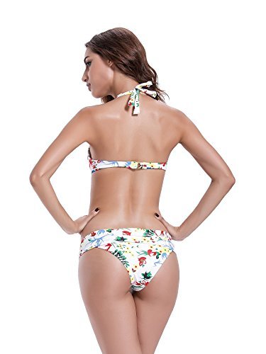 Reteron Women's Push Up Skirted Swimsuit Swimwear (S6 34B, Light Floral) - Image 3