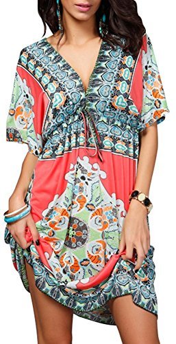 Sexy Womens Fashion Beach Wear Bikini Summer Swimsuit Cover Up Dress(Tunic1,Large)