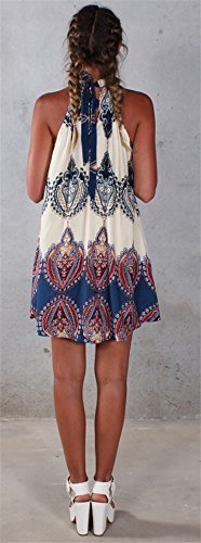 Summer Sleeveless Halter Neck Keyhole Back Swing Beachwear Mini Sundress M - Image 3