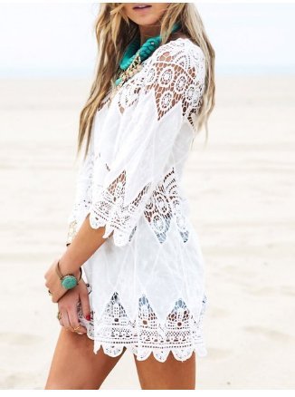 Women's Fashion Swimwear Crochet Tunic Cover Up / Beach Dress - Image 3