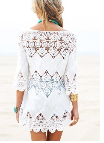 Women's Fashion Swimwear Crochet Tunic Cover Up / Beach Dress - Image 4