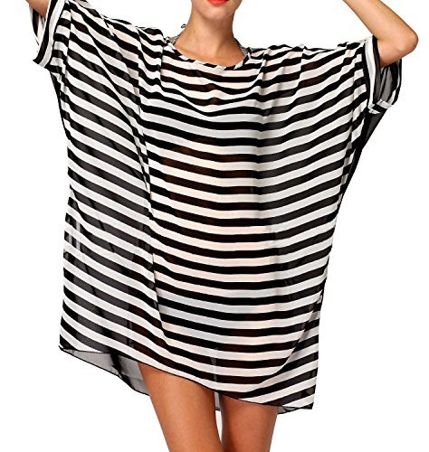 Yonala Women's Classic Striped Chiffon Beachwear Bikini Swimwear Cover Up - Image 3
