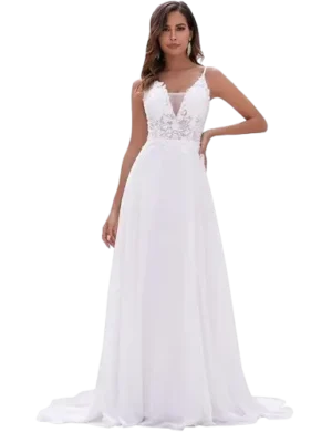New Empire Lace Chiffon Wedding Dress Bridal Gown