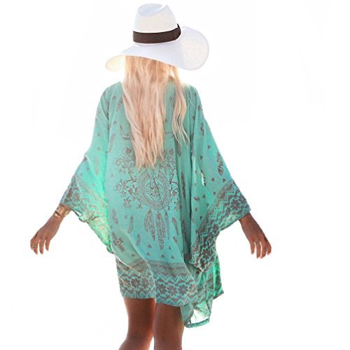 Bestyou Women's Short Kimono Jackets Open Front Cardigans Bikini Swimsuit Cover Up Dress Beach Swimwear