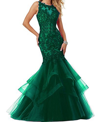 Ellenhouse Women's Applique Tulle Long Mermaid Prom Party Evening Dresses El189