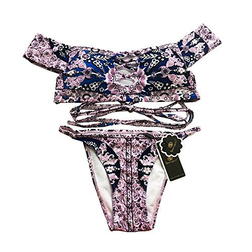 Sherry007 Women's Off The Shoulder Strapless Bandeau Top Brazilian Bottom Swimsuit Bikini Set - Image 3