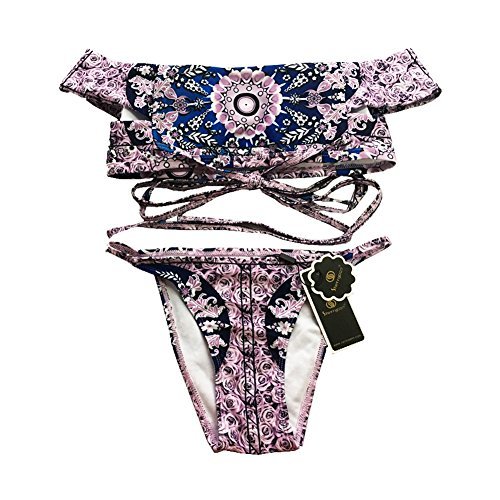 Sherry007 Women's Off The Shoulder Strapless Bandeau Top Brazilian Bottom Swimsuit Bikini Set - Image 4
