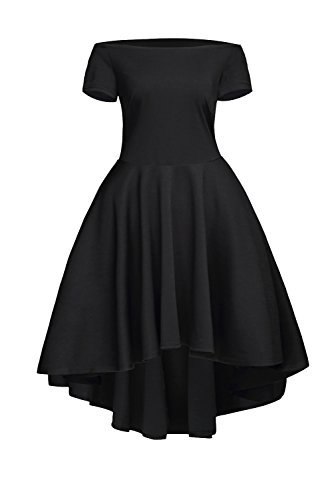 womens off the shoulder short sleeve high low cocktail skater dress