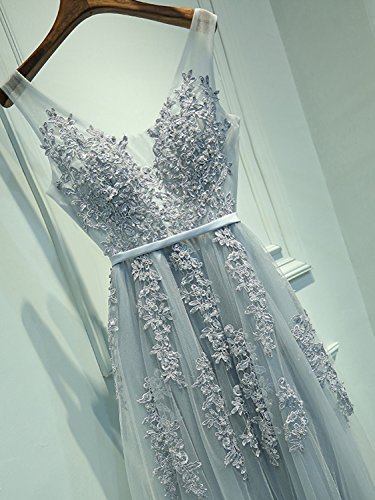 Babyonline Women's Double V-Neck Tulle Appliques Long Evening Cocktail Gowns - Image 3