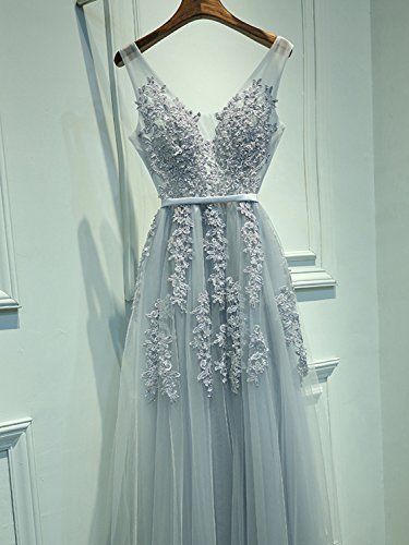 Babyonline Women's Double V-Neck Tulle Appliques Long Evening Cocktail Gowns - Image 4