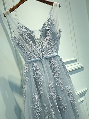 Babyonline Women's Double V-Neck Tulle Appliques Long Evening Cocktail Gowns - Image 5