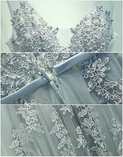 Babyonline Women's Double V-Neck Tulle Appliques Long Evening Cocktail Gowns - Image 6