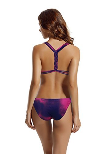 zeraca Women's High Neck Crochet Racerback Bikini Bathing Suit - Image 3