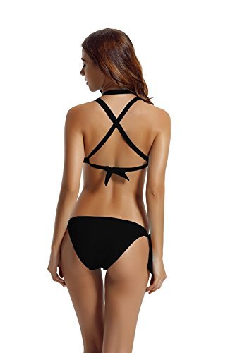 zeraca Women's Tie Side Bottom Criss Cross Triangle Bikini Bathing Suits - Image 3