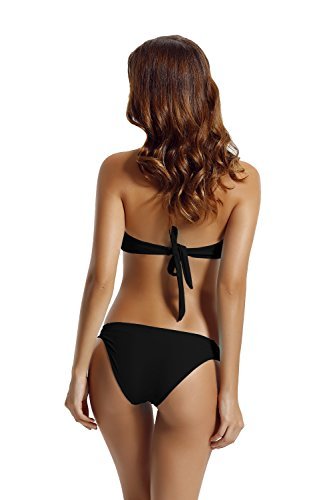 zeraca Women's Fringe Halter Top Low Rise Bottom Bikini Bathing Suits - Image 3