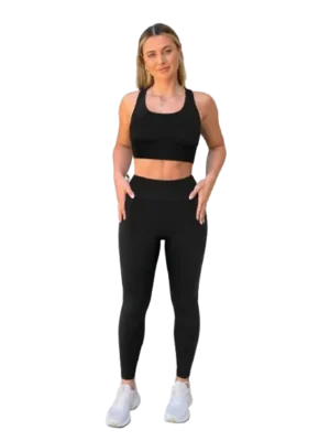 Womens Workout Sets 2 Piece Racerback Sports Bra High Waist Leggings