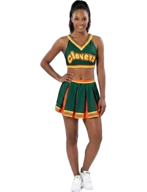 Womens Cheerleader Costume Dress Adult 2 Piece Cheerleading Crop Top Skirt