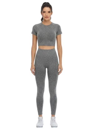 Workout Sets For Women 2 Pieces Seamless High Waisted Yoga Legging Crop Top